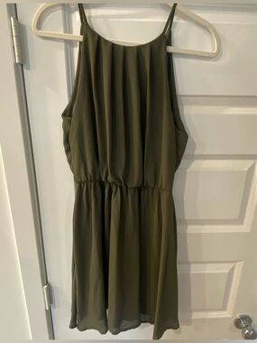 Lush Olive Green Halter Mini Dress